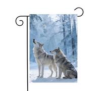 extérieur drapeaux Loups en hiver, arbres enneigés, faune sauvage Flaggen | Patio 30x45cm ésistantes à la décoloration pelouse drapeaux avec 2 œillets en Laiton Drapeau De Jardin Festival Balcon