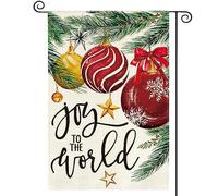 extérieur drapeaux Ornement de Noël « Joy au monde » Garten flagge Balcon | 30x45cm ésistantes à la décoloration Bannière avec 2 œillets en Laiton Drapeau De Jardin Jardin Festival