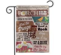 extérieur drapeaux Règles Bienvenue sur notre Porche 30x45cm | Drapeau De Jardin résistant pelouse drapeaux pour Jardin intérieure Chambre à Coucher