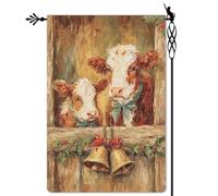 extérieur drapeaux Vaches de Noël joyeuses cloches d'hiver Drapeau Chambre | à Coucher 30x45cm Bannière personnalisés Drapeau De Jardin pour Arredamento fête Maison