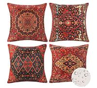 Extérieur étanche Housse de coussin en Linge de Coton Style de Tapis Oriental Turc pour Décoration D’intérieur Taie d'oreiller 40x40CM Tribal Ethnique Housse Coussin pour Canapé Salon ,Lot de 4