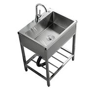 Exterieur Evier Inox Buanderie, évier acier inoxydable, gare de cuisine de restauration commerciale de bols simples avec robinet, pour garage, restaurant, cuisine, buanderie, extérieur ( Size : 50*40*