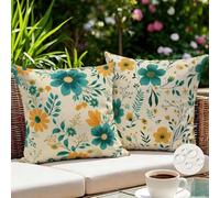 Extérieur Housse de Coussin 80x80 Printemps Coussins Exterieures Imperméable Housse Coussin Floral Lot de 2 Taie D'oreiller Rétro Housses de Coussins Décoratifs pour Patio Jardin Terrasse (IU41)