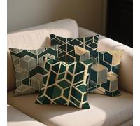 Extérieur Housse de Coussin 90x90 cm Lot de 4 Émeraude Coussin Exterieur Géométrie Housse Canapé Imperméable Velours Taie d'oreiller avec Fermeture éclair Cachée pour Jardin Patio Decoration b-1490