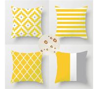 Extérieur Housses de Coussin 60x60 cm Lot de 4 Housse Coussin jaune Housse Coussin Canapé abstrait Coussin Extérieur Imperméable Lin Coussin Canapé Decoratif pour Chambre Canapé Chaise Lit Jardin