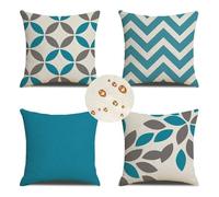 Extérieur Housses de Coussin 70x70 cm Lot de 4 Housse Coussin Vert Housse Coussin Canapé Simple Coussin Extérieur Imperméable Lin Coussin Canapé Carré Decoratif pour Chambre Canapé Chaise Lit Jardin