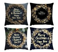Exterieur Housses de Coussin Flocon Neige 50x50 Lot de 4 Imperméable Canapé Housse Coussin NoëL Taie Oreiller Carré Coussins Decoratif Lin Canapé pour Chaise Lit Salon Jardin Decoration Maison S1-870