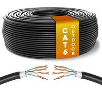 Exterieur Impermeable Câble Ethernet 50M, Bulk Reseau Lan Cat 6 Haut Debit Pour Internet Rapide 1 Gbps, Câble Ethernet Awg24, Cat6 En Vrac Utp Cca (50 Mètres, Noir)[CAB9162830]