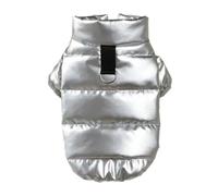 Extérieur Imperméable Couleur Vive PU Cuir Chien Coton Veste Veste Hiver,Argent,S