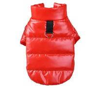Extérieur Imperméable Couleur Vive PU Cuir Chien Coton Veste Veste Hiver,Rouge,M