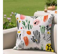 Exterieur Imperméable Housses de Coussin 30x30 cm Lot de 1 Lin Housse Coussin Blanc Coussins Décoratifs avec Fermeture Éclair Invisible Pillow Case pour Jardin Terrasse Canapé Banc, Plantes 2h-85