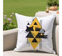 Exterieur Imperméable Housses de Coussin 40x40 cm Lot de 1 Lin Housse Coussin Blanc Coussins Décoratifs avec Fermeture Éclair Invisible Pillow Case pour Jardin Terrasse Canapé Banc, Géométrique 2h-39