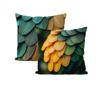 Exterieur Imperméable Housses de Coussin 60x60 Housse de Canapé Plume Coussin Exterieur Taie Oreiller Lin Carré Coussins Décoratifs pour Salon Patio Jardin Decoration Maison Lot de 2 (Bleu) B4-425