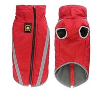 Extérieur Imperméable Réfléchissant Bulldog Labrador Veste Veste d'hiver Chaude Toison Bordé Moyen Et Gros Manteaux De Chien,Rouge,3XL