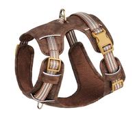 Extérieur Imperméable Réfléchissant Réflexion Réglable Houstable Nylon Dog Training Harness for Yorkshire Terrier French Bulldog Pug,Brun,L