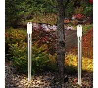 Lot de 2 lampes debout d'extérieur avec détecteur de mouvement 2x prises de courant Éclairage de jardin Entrée Cour Colonnes Lampes debout