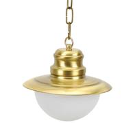 Extérieur Lampe Laiton Ø20cm Verre Parasol Blanc Maritime Pendelleuchte Balcon