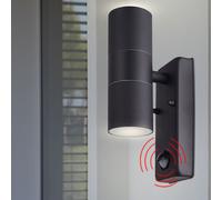 Extérieur Lampe Murale Façades Haut Bas Jardin Détecteur Aluminium Lampe Noir