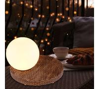 Extérieur Lampe Solaire Sphérique de Jardin Rotin Table Gris Blanc LED