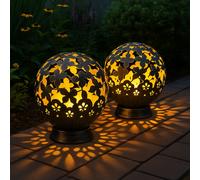 Extérieur Lampe Solaire Terrasse Déco Papillon Fleurs LED 2er Set