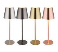 Extérieur LED Lampe de table Hauteur réglable Lampe de table Touchdimmer Lampe de lecture Akku Balcon, métal, IP44, 3W 130Lm blanc chaud, DxH 11,2x47 cm nickel