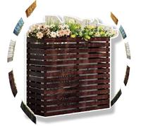 Extérieur pour climatiseur - Clôture en bois marron rustique - Housse décorative de taille moyenne - Solution élégante pour une utilisation en extérieur - Protection élégante de la vie privée