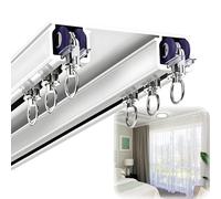 Extérieur Rail De Rideau Double 1-7m Curtain Rail Coulissant, Tringle A Rideaux Plafond Muet En Alu Avec Poulies, Heavy-Duty Curtain Occultant Piste Pour Chambre/Salon/Fenêtre/Hôtel(White,2m)