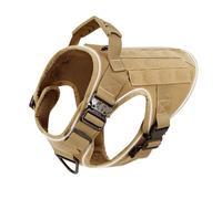 Extérieur Réfléchissant À L'extérieur Military Tactical Training Training Hunting Walking Harness Gest avec 4 Boucles en Métal Carrier De Chien en Nylon Réglable pour Les Grands Chiens,Brun,S