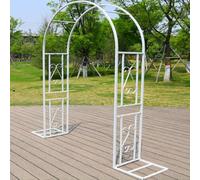 Extérieure Arche de jardin Treillis avec base, pergola en métal antirouille, large Arceau à rosiers,Arceau à jardin pour fleurs, plantes grimpantes, légumes et fruits, 230 x 40 cm(Blanc,H230 x L180cm)