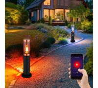 Lampadaire LED pour chemin, lampadaire d'extérieur avec détecteur de mouvement, contrôle par application CCT, changement de couleur RVB, acier inoxydable, Smart 8,5W 806lm, PxH 7,6x45 cm, lot de 2