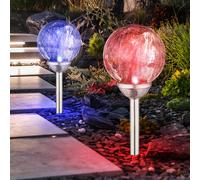 Extérieure Lampe Solaire de Jardin Changement Couleur Boule Verre Décorative LED