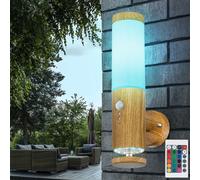 Lampe d'extérieur détecteur de mouvement en acier inoxydable Lampe d'extérieur avec détecteur de mouvement Applique extérieure en acier inoxydable, aspect bois avec LED décorative, 1x E27, LxH 8,5 x 3