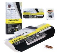 EXTERMION Pièges Cafards Collants avec Attractif - Kit 10 Pièges + 10 Appâts - Piège à Cafards/Blattes sans Insecticide - Maison, Cuisine, Garage, Locaux Professionnels