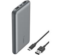 External Battery 10000 mAh, External Charger, 1 USB-C Port and 2 USB-A Ports, Up to 15 W, USB-A to USB-C Cable, Portable Battery, Power Bank for iPhone, Galaxy, Pixel, iPad - Space Grey