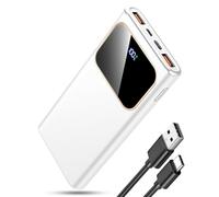 External Battery, 22.5W 10000mAh Power Bank, Portable Battery USB C Input & Output PD3.0 QC4.0 Quick Charge Powerbank with LED Display Compatible with iPhone Samsung etc Phone and Others，Blanc