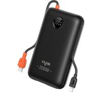 External Battery 30W Ultra Fast Charge 20000 mAh, USB C Power Bank with Integrated Cable, Compact Portable Battery Compatible with iPhone 15 14 13 12 11 Samsung S24 S23 S22 Fold 5 (Black)