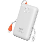 External Battery 30W Ultra Fast Charge 20000 mAh, USB C Power Bank with Integrated Cable, Compact Portable Battery Compatible with iPhone 15 14 13 12 11 Samsung S24 S23 S22 Fold 5 (White)