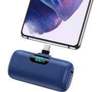 External Battery Usb C 5000 Mah, 15 W 3.0 A Quick Charge Portable Charger Mini Power Bank With Lcd Screen Compatible With Samsung S23, S22/Note/Huawei/Moto/Lg/Pixel/Nexus, Usb C Phones Etc \ Blue