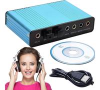 External Sound Card,Audio Interface 5.1 7.1,Frequencies 32KHz/44KHz/48KHz,USB,AES/EBU,Superior Sound Quality,Compatible with Windows for PC,Laptop,90 X 68 X 20 mm,Blue