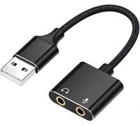 External Sound Card,USB to 3.5mm Jack Audio Adapter,USB Earphone Headset and Microphone Converter Compatible with PS4,PC Laptop,Compatible with Windows,Mac Plug and Play,Black