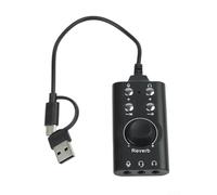 External USB Audio Adapter 3.5mm Jack ABS Build | Virtual 7.1 surround, USB/Type-C dual input, and play, no driver needed, immersive gaming
