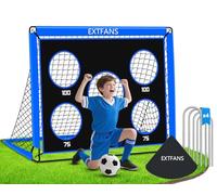 EXTFANS But de Foot 2 en 1 pour Jardin, Cage de Football avec Cible de Tir, Filet Pliable Outdoor, But pour Enfants avec 4 Piquets et Sac de Transport