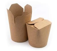 Extiff Lot de 50 boîtes marrons en carton 480ml - Récipient alimentaire jetable pour nourriture à emporter - Pasta Box pour nouilles/pâtes/plats cuisinés - Etanche - 100% recyclable