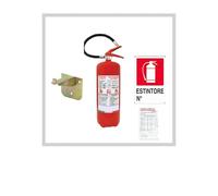 Extincteur Portable en Poudre 6 Kg Certificat Année 2026 Avec Panneau Support et Coupe Inclus