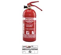 2x Protex Extincteur PDE1GA Voiture,1kg,Manomètre Avec Support Voiture Et Plaque