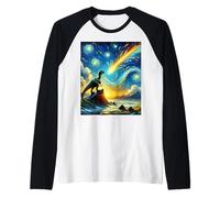 Extinction de dinosaures, style Van Gogh Nuit étoilée Manche Raglan