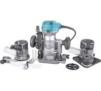 Extol Industrial Défonceuse de chant Trimmer Fraiseuse multifonction 710W, 6/8 mm, variateur de vitesse, guide parallèle, adaptateur d'aspiration, embases variables