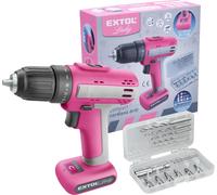 EXTOL LADY 402402 Perceuse-visseuse à accu, rose, 12V Li-Ion, 1500mAh