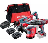 EXTOL PREMIUM Jeu d'outils sans fil SHARE20V dans un sac, 7pcs - perceuse, meuleuse d'angle, queue, ponceuse excentrique