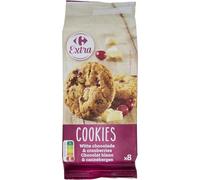 EXTRA - Cookies chocolat blanc canneberges CARREFOUR | Savoureux et onctueux | Parfaits pour un goûter gourmand | 200g | LOT DE 4